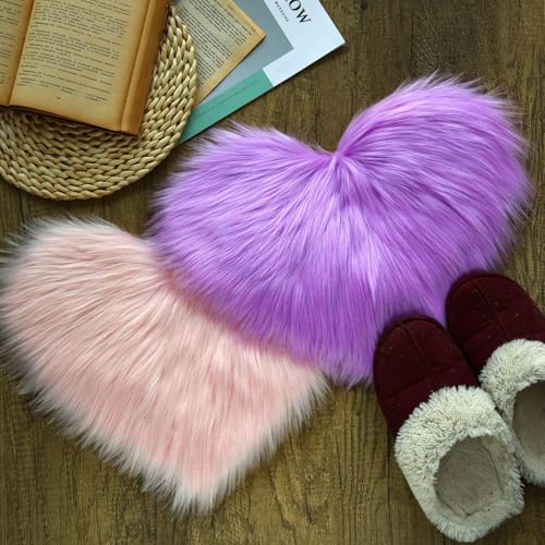Tapis en forme de cœur pelucheux pour sol de chambre douillet - 5