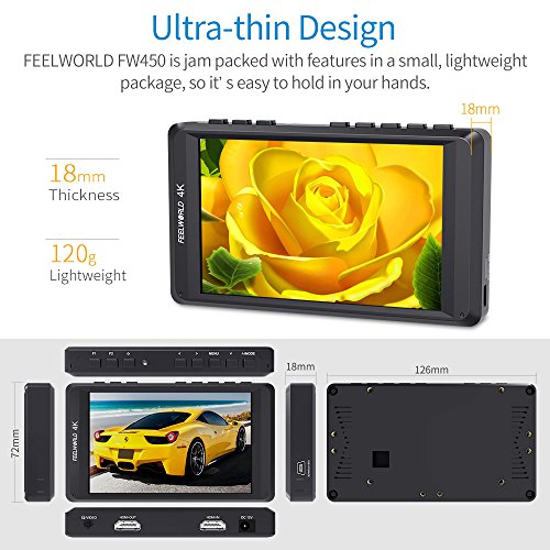 Feelworld Fw450 4.5 Inch Dslr On Camera Field Monitor 4K Hdmi Input Output Small Hd Focus 1280X800 Ultra Lightweight Video Assist #TOP4