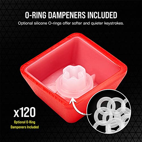 Image of Corsair PBT Double-Shot PRO Keycap Mod Kit - Double-Shot PBT Keycaps - Origin Red - Standard Bottom Row - Textured Surface - 1.5mm-Thick Walls - O-Ring Dampeners (CH-9911020-NA)