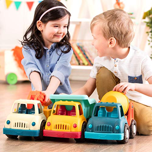Wonder Wheels By Battat – Dump Truck, Tow Truck, Cement Truck – Toy Truck Combo Set For Toddlers Age 1 & Up (3 Pc) – 100% Recyclable , Yellow #TOP1