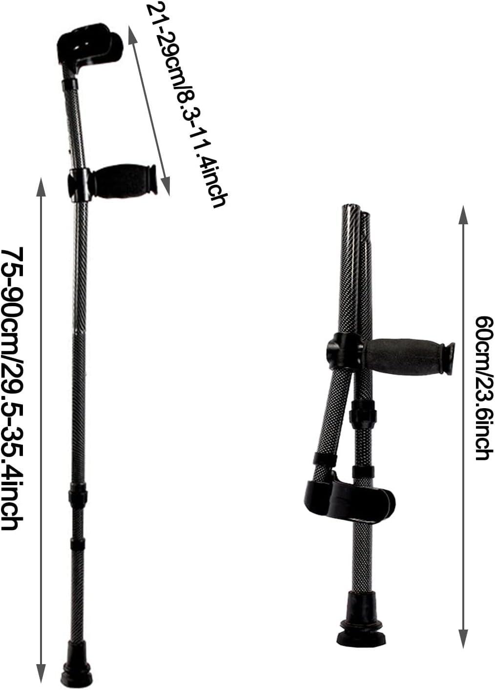 Muletas Plegables de Fibra de Carbono, muletas de antebrazo Ajustables, muletas de Aluminio Ligeras, para Adultos y Adolescentes, 1 Unidad