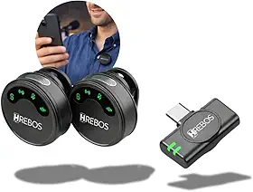 Microfone Duplo de Lapela Anti Ruido Sem Fio para Celular 2.4GHz Plug and Play Áudio Profissional para Vídeos Entrevistas Lives Aulas Podcasts e Gravações (USB Tipo-C)