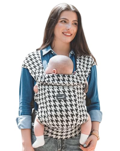 GROWNSY Baby Carrier Newborn to Toddler, Cozy Nreborn Carrier, Ergonomic Baby Wraps Carrier with Head Support, Houndstooth Black