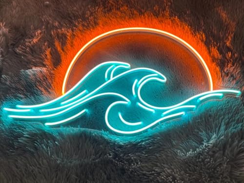 Image of LED Decorative Lights USB Mountains Sunrise Sunset Led Neon Signs Home Decoration Wall Art Holiday Gift Brightness Adjustable 15.7''x15''