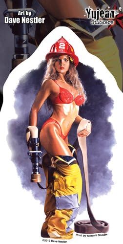Dave Nestler - SMOKEY Firefighter Pinup PIN-UP Sticker - 3.5 x 6" - Weather Resistant, Long Lasting for Any Surface