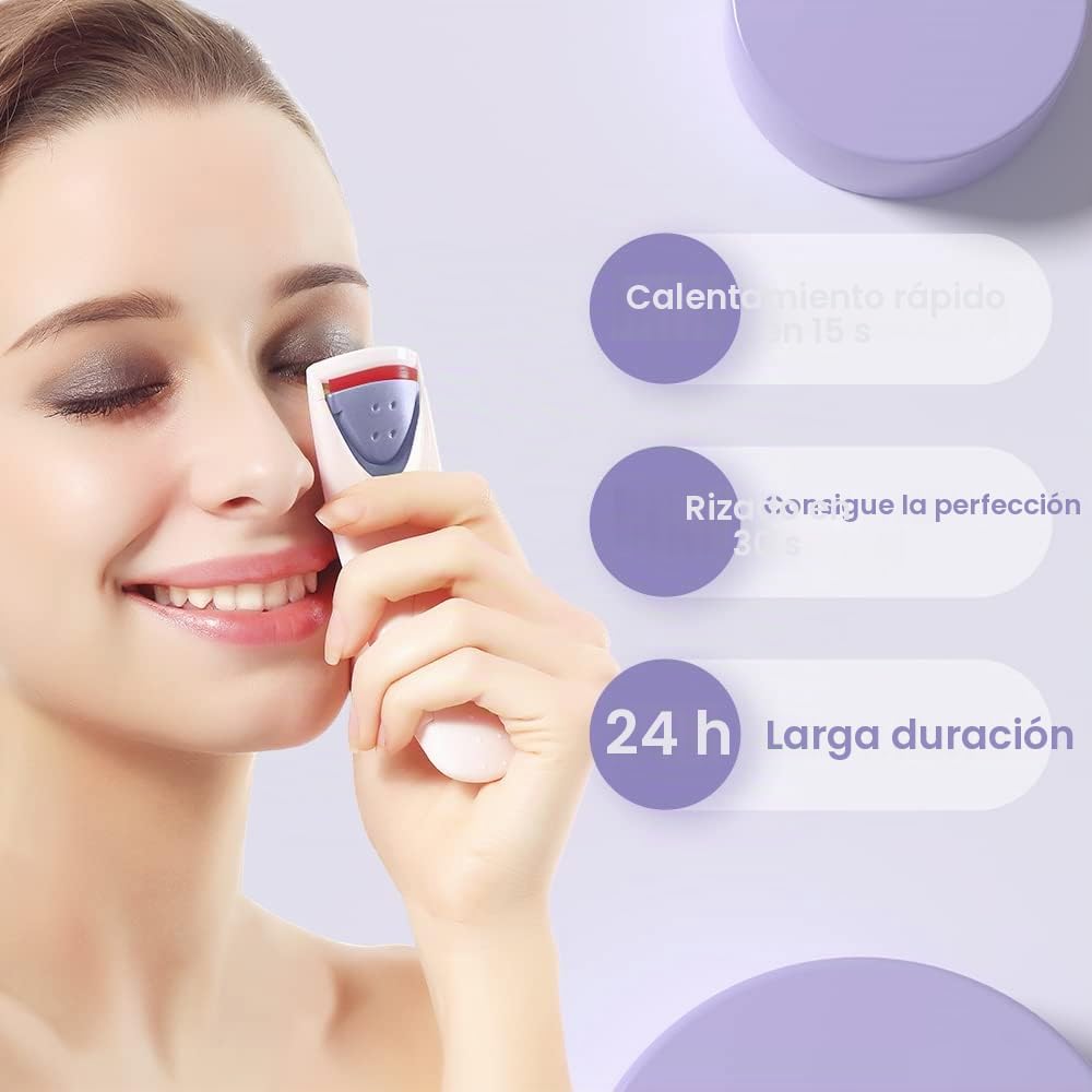 Rizador de Pestañas Electrico, TOUCHBeauty Rizador de Pestañas Termico, Rizador de Pestañas con Calefacción, Calentamiento rápido – Rizador de ojos maquillaje AG-2003B(Morado)