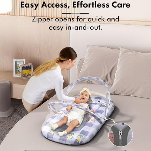 Image of StarAndDaisy Baby Mosquito Net with Mattress and Sleeping Bag, Foldable Mosquito Net Bed with Breathable Mesh, Portable Baby Bedding Set for Newborn