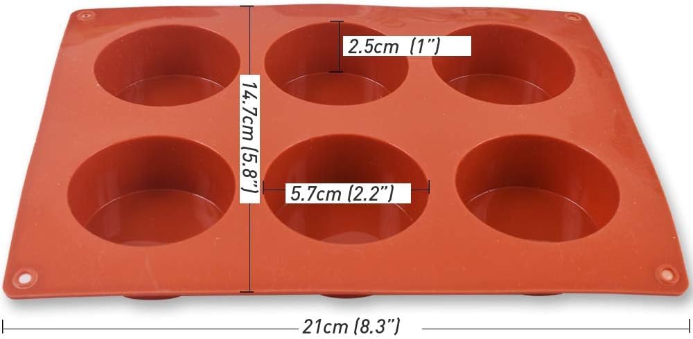 Selecto Bake Cylinder Silicone Mould, 1 Pack 6-Cavity Round Cylinder Mold for Cupcake Handmade Soap, Muffin, Cake, Cheesecake - Image 3