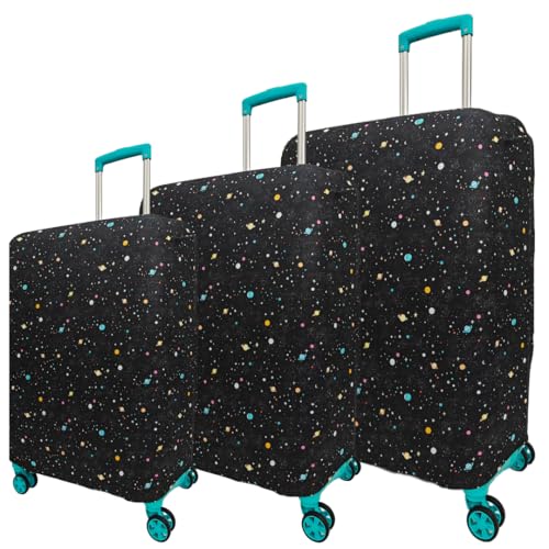 Image of Printed Travel Luggage Cover for Suitcase - Stretchable & Scratchproof Trolley Bag Protector (3, Space Universe, 3 Size Combo)