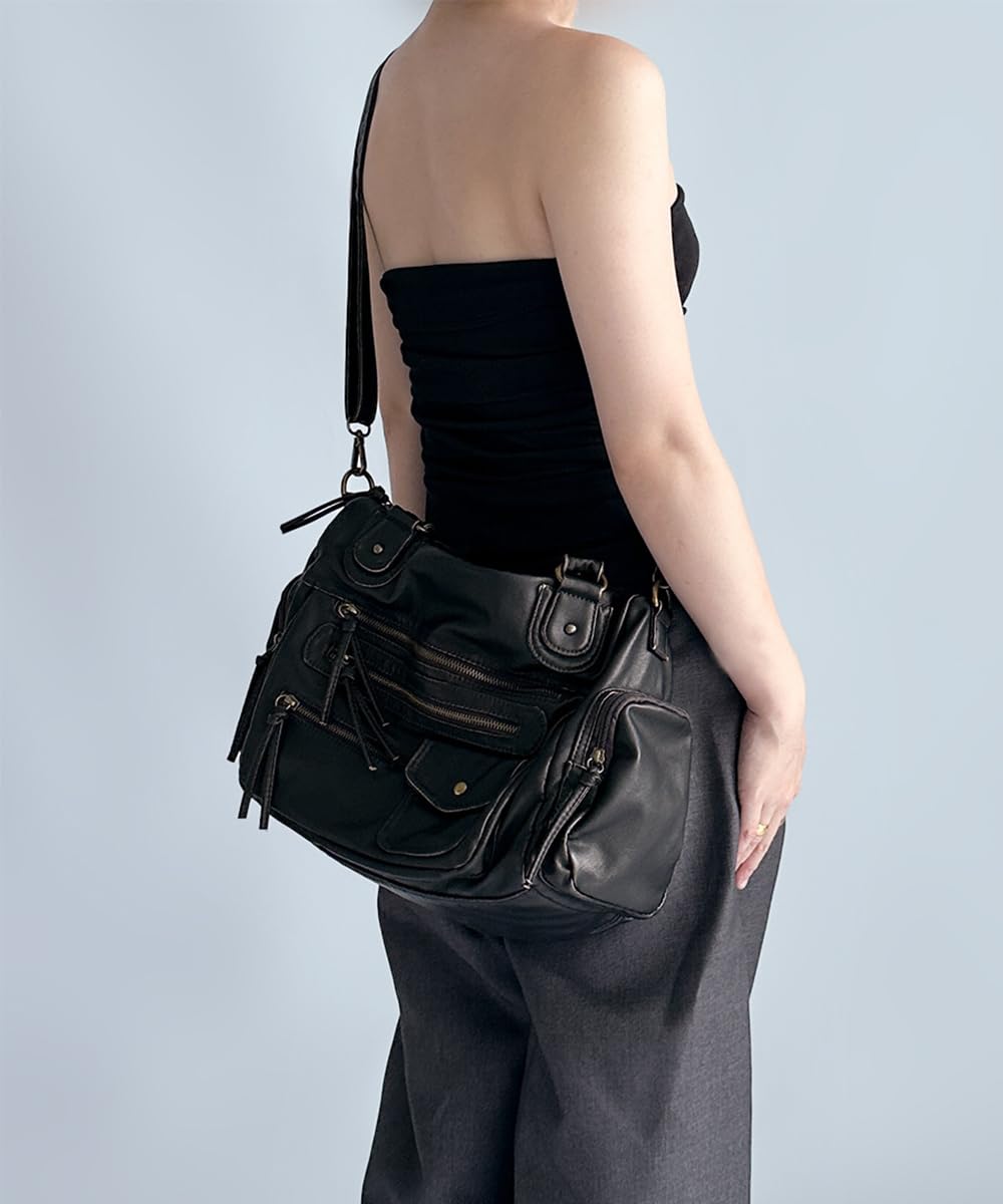 Retro-Handtasche mit Tragegriff für Damen, Leder, Hobo-Umhängetasche, Vintage-Handtasche, mehrere Taschen, Crossbody-Shopper