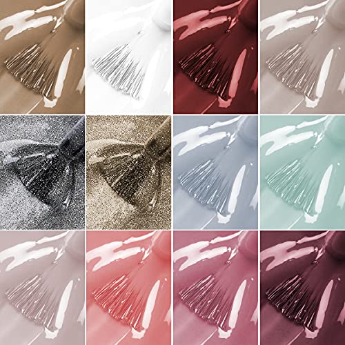 ROSALIND Nagellack Gel Gellack UV 12 Farben Semi-permanent Soak Off Varnish Pastell Lack Hellgrau Dunkelgrau Dunkler Akt… – Bild 4