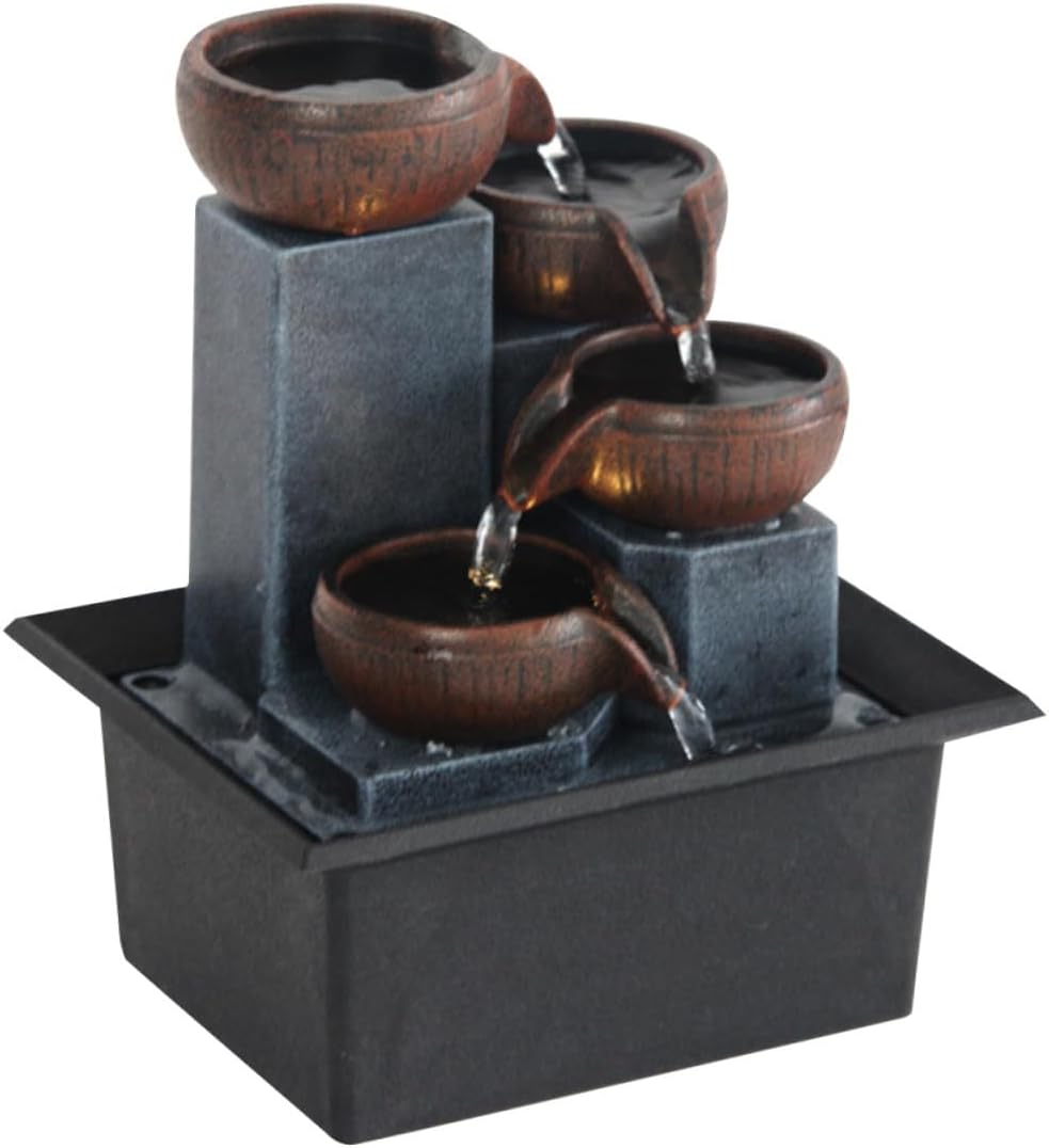 Tabletop Water Fountain Small Waterfall Desk Decor with Soothing Flow for Living Office Bedroom Zen Relaxation Lightweight Craft with US Plug Suitable for Home Study and Wedding