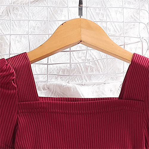 Lykmera Blusa de manga curta para meninas para o verão com nervuras sólidas blusa xadrez patchwork s