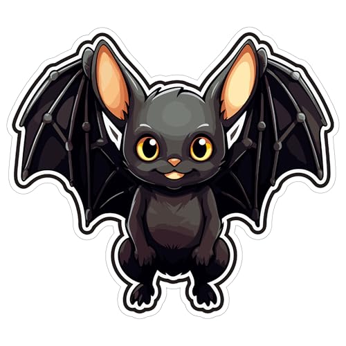 Bat Sticker 4 Inch Nocturnal Mammal Bat Lover Vampire Bat Flying Mammal - Waterproof Animal Vinyl Decal for Laptop Water Bottle Car Tumbler - Durable Aesthetic Long-Lasting Stickers for Adults ID44990