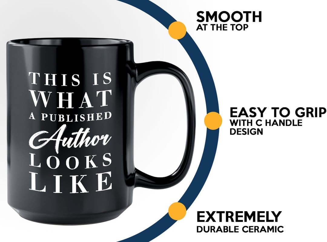 Bubble Hugs 15oz Black Author Mug - Gift for Writer or Future Author