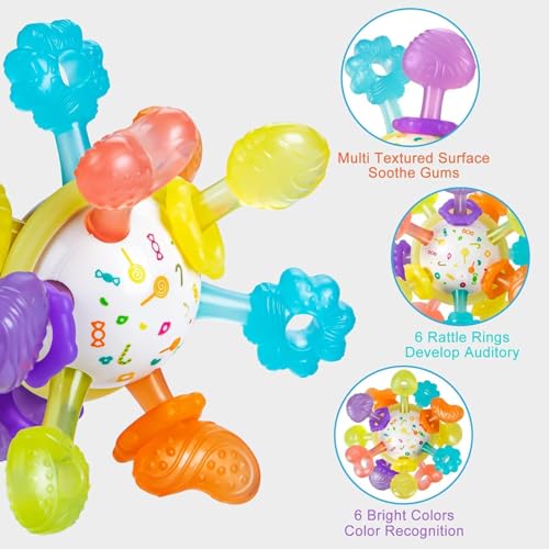 Image of Baby Montessori Sensory for 0-6 6-12 Months, Baby Teether Teething for Babies 0 3 6 9 12 18 Months, Newborn Infant Learning Developmental Gifts for 1 2 Year Old Boys Girls (Multicolor)