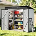 6 x 4 FT Storage Shed, Metal Sheds & Outdoor Storage with Sloping Roof and Lockable Door, Outdoor Shed for Backyard Garden Patio and Lawn,White