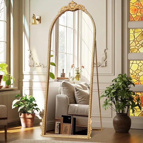 iyabat Arched Mirror Full Length: 60"x28" Gold Vintage Full Body