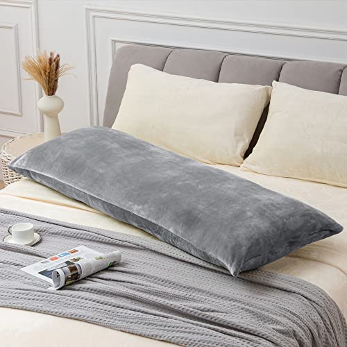 Image of BEDELITE Body Pillow Cover with Zipper, Gray, 20x54 Inch, 1 Pack