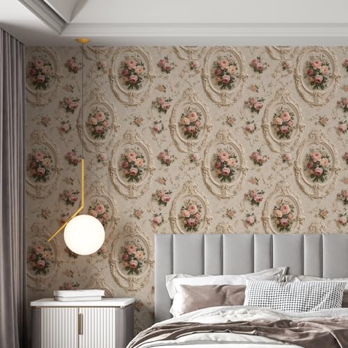 Image of PAPER PLANE DESIGN Vintage Floral Peel & Stick Wallpaper Roll | Decorative Self-Adhesive Wall Covering | 16 in x 90 in (A)