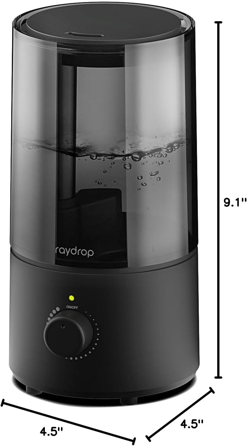 raydrop Humidifiers for Bedroom, raydrop Cool Mist Humidifiers for Babies, 1.0L Quiet Ultrasonic Humidifier, Space-Saving, Filterless, Auto Shut Off - (0.26 Gallon, US 110V)