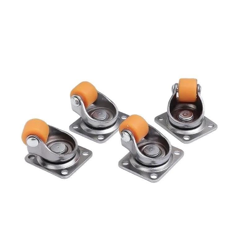 Universal-Möbelrolle weiche Gummi-Schwenkrolle(Orange,2PCS)