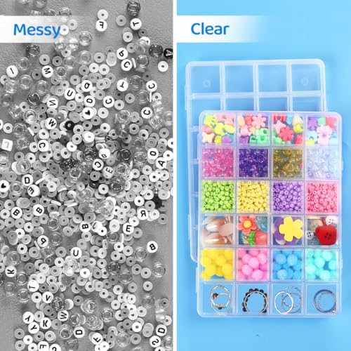 Image of Eppingwin 24 Grids Bead Organizer, Craft Organizers and Storage, Acrylic Organizers, Plastic Bead Organizer Box for Crafts Organizing Storing(2 pack)