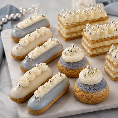 Image of Silver Edible Pearls 4 Sizes Wedding Sprinkles Nonpareils for Cake Decorating & Ice Cream