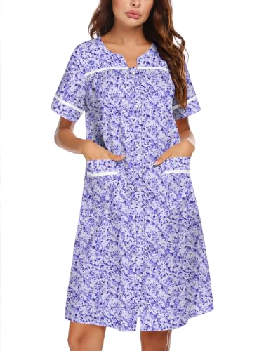 Image of Ekouaer Nightgowns for Women House Dress with Pockets Snap Front House Coat