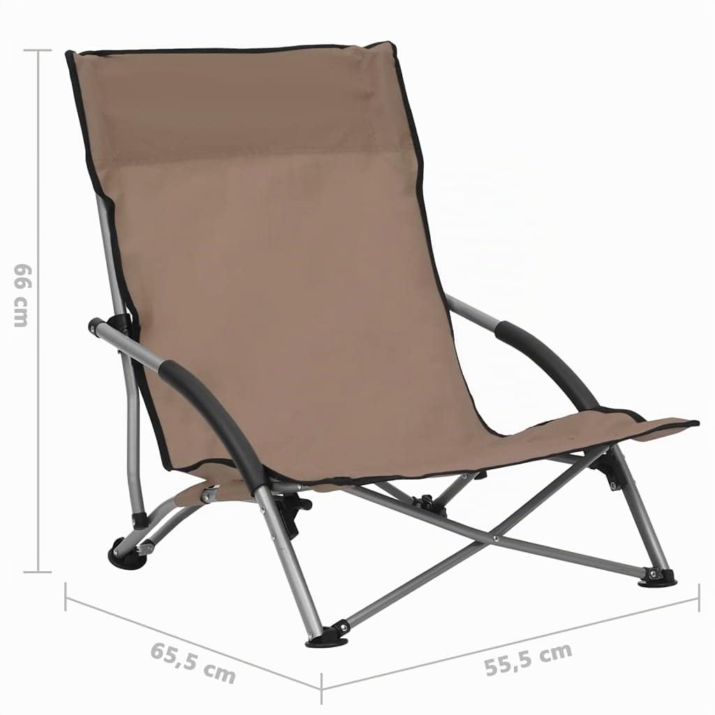 vidaXL 2X Strandstuhl Klappbar Gartenstuhl Campingstuhl Faltstuhl Stuhl Klappstuhl Anglerstuhl Regiestuhl Angelstuhl Outdoor Taupe Stoff