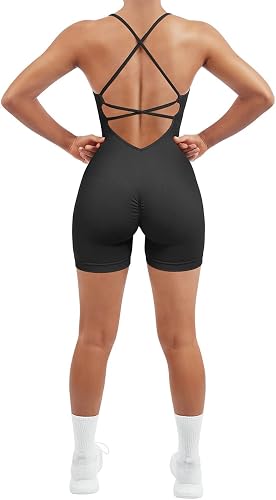 SUUKSESS Women Strappy Romper Seamless Jumpsuit Tummy Control Padded Sports Bra - 60% off