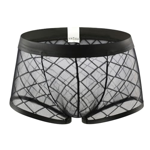 Sexy Mens See Through Mesh Underwear Bulge Pouch Ice Silk Underpants Breathable Boxer Briefs