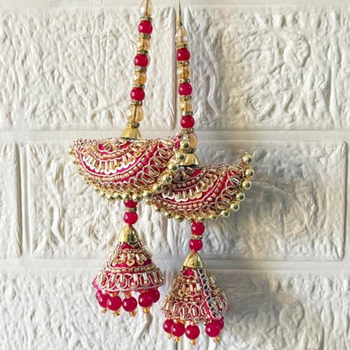 Image of Adikala Craft Store Handmade Ethnic Latkan Tassel Set of 2 for Saree Pallu, Blouse, Suits, Dupatta, Lehenga Decor | Ethnic Saree Pallu, Blouse, Suit, Dupatta & Lehenga Decoration (Rani Pearl)