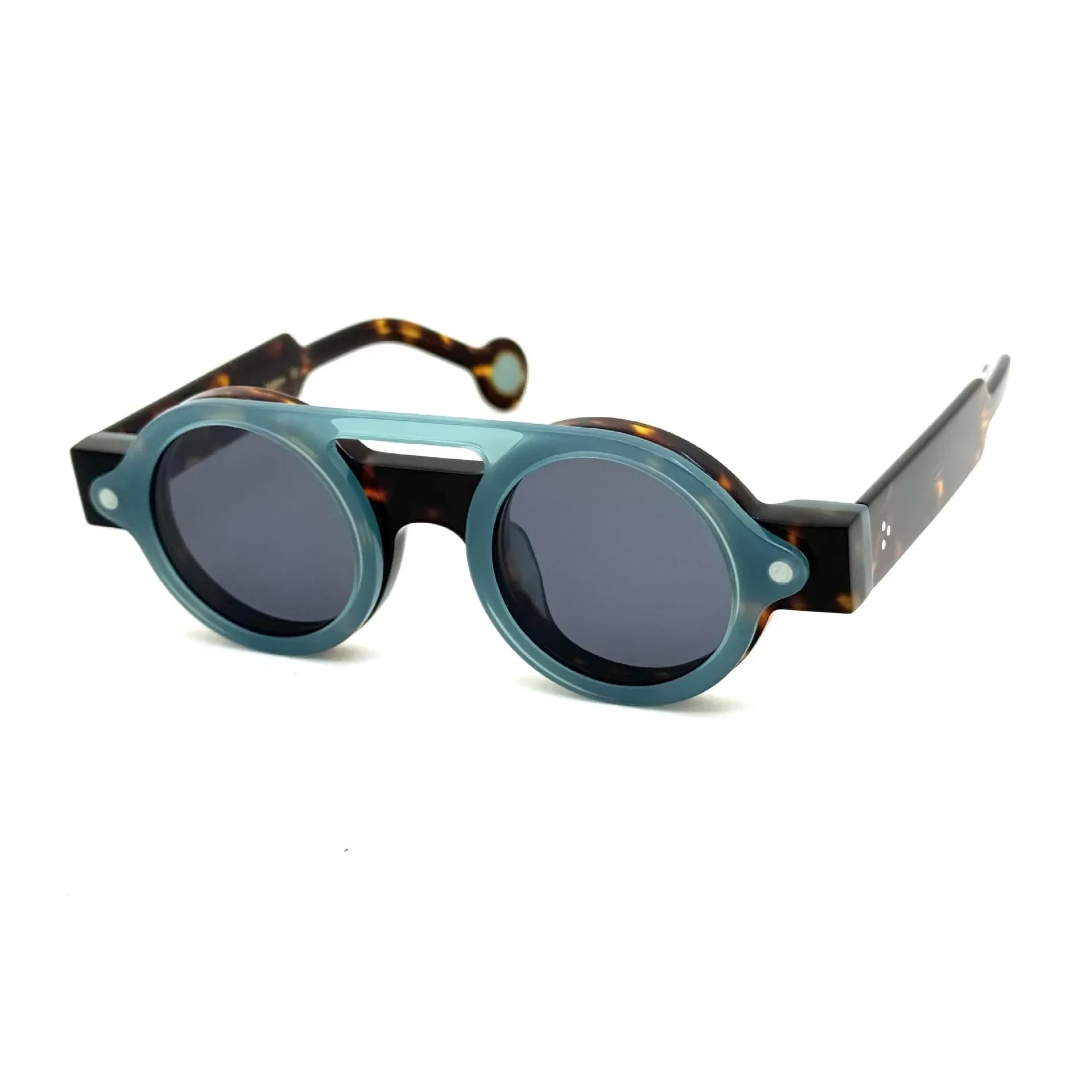 Gafas de sol redondas de acetato con clip, diseño de moda hecho a mano, para mujer y hombre, moda para exteriores, protección UV400, estilo vintage.