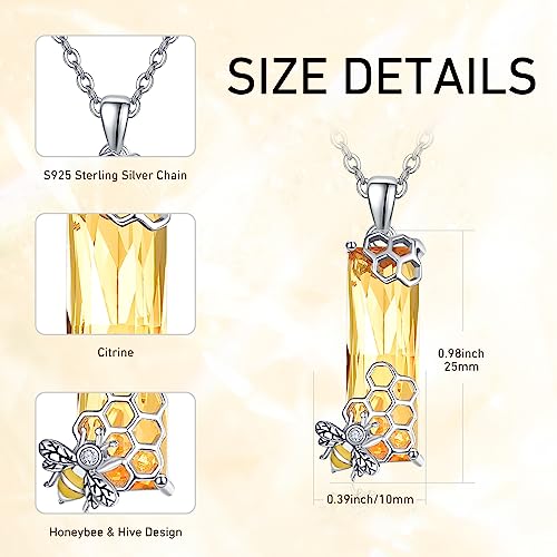 AENEAS Bee Necklace for Women Sterling Silver Honey Bee Pendant Necklace Crystal Necklace Cute Animal Jewelry Gifts for Her Wife Women3