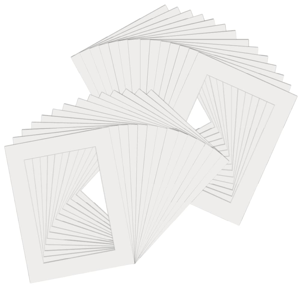 Almost Frameless - Pack of 20-16x12" Mount for 14x10" Print. Bright White Acid-Free Picture Frame Mat, Machine Cut Bevel, White Core Museum Quality.