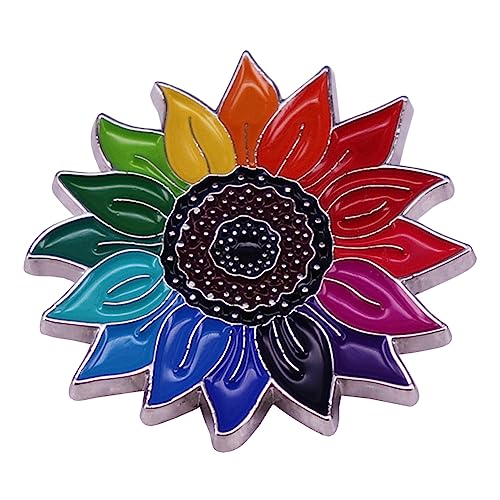 Regenbogen Sonnenblume Emaille Pin LGBT Revers Pin Pflanze Blume Metall Abzeichen Brosche Cartoon Brosche für Männer Frauen Liebhaber Kleidung Tasche Rucksack
