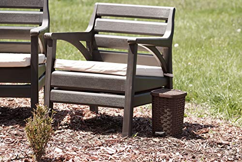 Image of Superio Mini Trash Can with Foot Pedal Small Outdoor Garbage Can with Lid, 1.5 Gallon Plastic Waste Basket for Bathroom, Bedroom, Kitchen, Office, Patio (Wicker Brown 6 QT.)