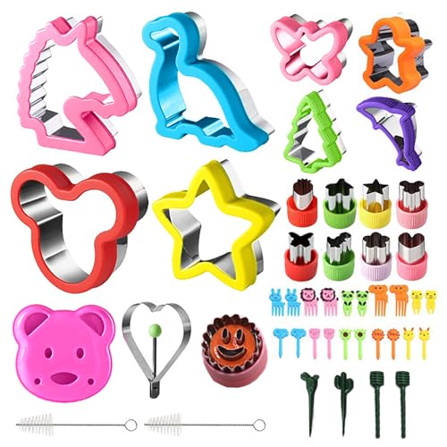La Mejor Selección de Moldes para niños , tabla con los diez mejores. 47 Juego de 45 cortadores de galletas, juego de herramientas para hornear sándwiches, cortador de frutas y verduras, cortador de sándwiches con mini tenedor para niños, niñas,...