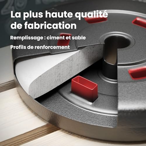 HOP-SPORT® Disques de Poids en Plastique 20, 30 kg pour Barre d'haltères 30 mm Variantes au Choix, Disques d'haltères pour Entraînement Haltérophilie et Musculation, Noir – Image 6