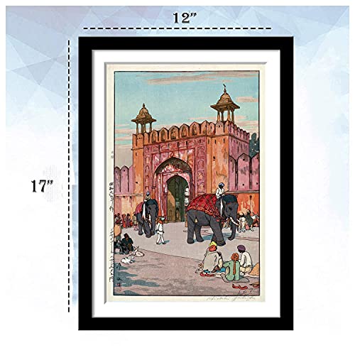 Image of Tallenge - Yoshida Hiroshi - Vintage Japanese Prints of India - Small Framed Poster (Paper; 12 x 17 Inches, Multicolour) Set of 10