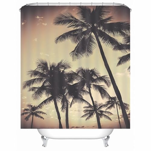 Rideau de douche en tissu vert coco lavable et imperméable en polyester
