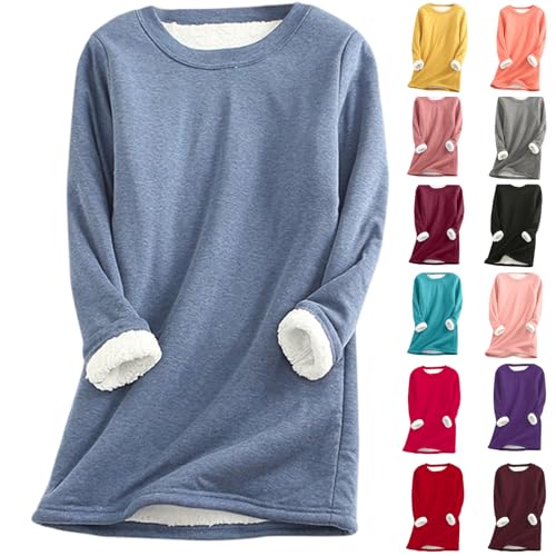 jxsoyen Fleece Lined Sweatshirt for Women Winter Warm Thermal Tops Crewneck Soft Loungewear Casual...