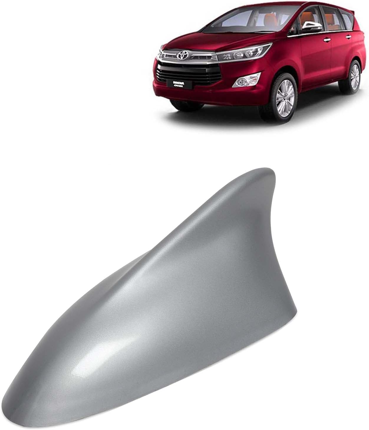 KINGSWAY Accessories Shark Fin Car Antenna Universal Size and Compatible with Toyota Innova Crysta Year 2015 to 2021, Car Radio FM AM, DIY Easy Replacement Original Car Antenna, 1 Piece, Silver Color