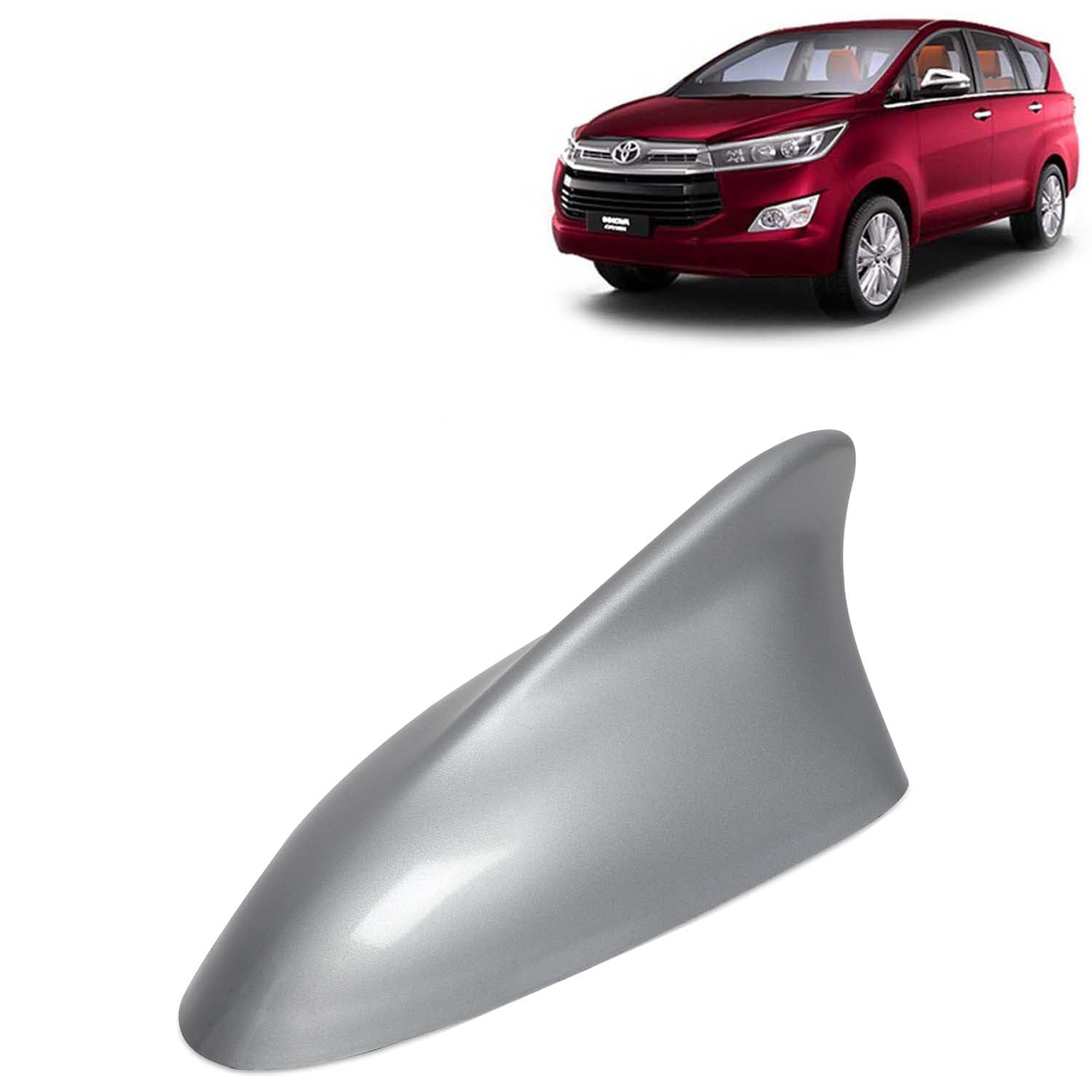 KINGSWAY Accessories Shark Fin Car Antenna Universal Size and Compatible with Toyota Innova Crysta Year 2015 to 2021, Car Radio FM AM, DIY Easy Replacement Original Car Antenna, 1 Piece, Silver Color