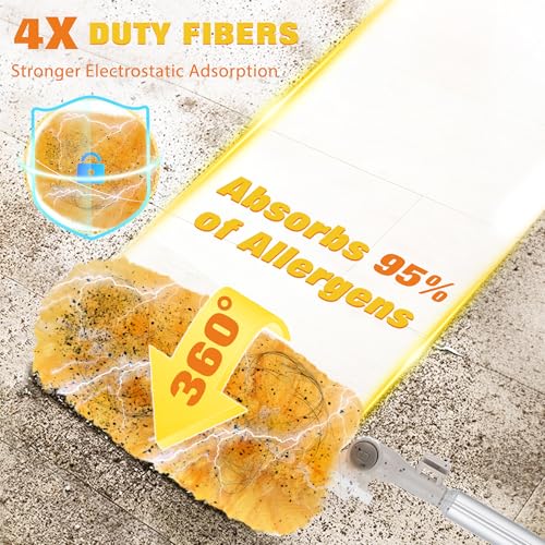 Image of 6 ft Extendable Duster Handle with 20 Pcs, 360 Heavy Duty Duster Refills Kit for Swiffer, 4X Electrostatic Microfiber for Cleaning Home, Effortlessly Reach Ceilings, Fans & Hard-to-Reach Areas