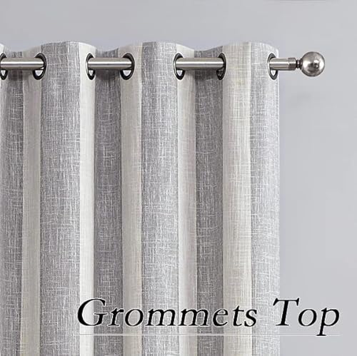West Lake Full Blackout Curtain Panel Grey Beige Vertical Stripe Window Treatment Grommets Thermal Insulated Noise Reducing 100% Blackout Drape For Living Room, Bedroom, 50"Wx84"L, 2 Panel, Gray/White #TOP7