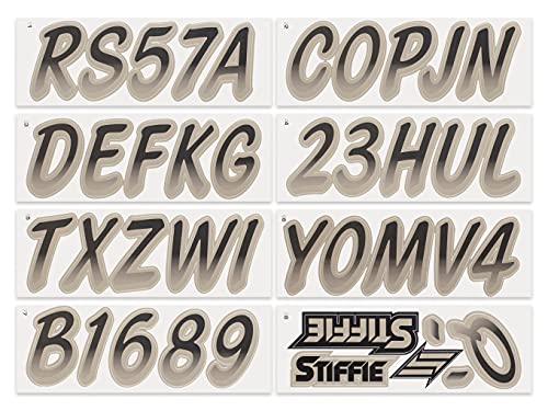 Image of STIFFIE Whipline Black /Pewter 3 inch Boat & PWC Registration Decals • Numbers Letters Stickers
