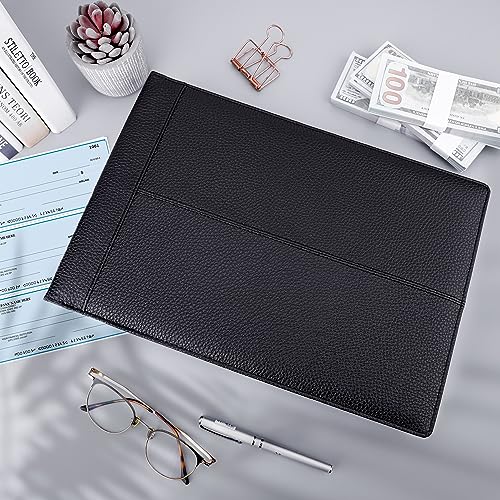 Antner 7 Ring Business Checkbook Binder for Business Checks, 600 Checks Capacity, PU Leather Check Book Binder Cover with Zipper Pouch, Executive Organizer Portfolio Holder for 9x13 Inch Sheets, Black - Thumbnail 3