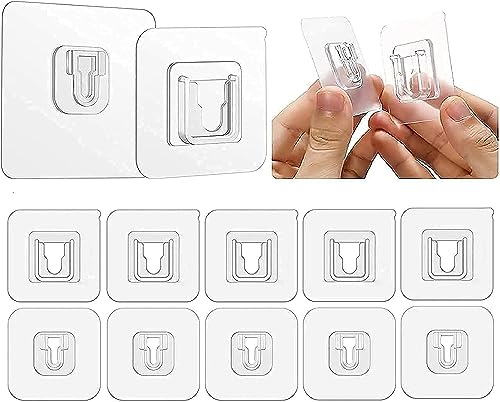 Image of Self Adhesive (Male /Female) Wall Hooks 6 KG (Max) Magic Transparent Sticker Hooks for Hanging Mobile Case Spike Guards Toilet Brush Photo Frames Bathroom Kitchen Accessories (Pack of 10)